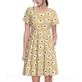 thumbnail image 1 of Fotbe Daisies Flowers Vestido Largo de Moda para Mujer, Vestido Tipo Camiseta con Manga Corta y Estilo Casual a Rayas y Bloques de Color, 1 of 6