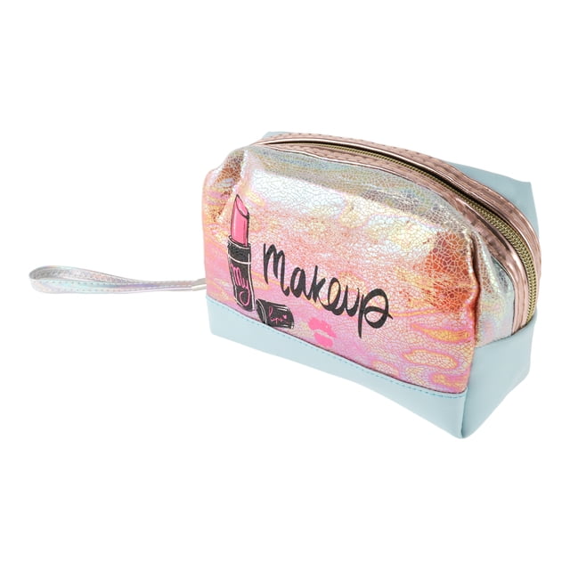 1 Pc Bolsa de Maquillaje Portátil para Labios para Mujeres para Viajes, Vacaciones, Camping, Gimnasio, Azul PU