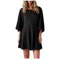 thumbnail image 3 of HXWCHs Wedding Guest Jumpsuits for Women, Women's Casual Loose Fit Short Sleeve Romper Jumpsuit Dress Featuring Convenient Side Pockets M Black, 3 of 8