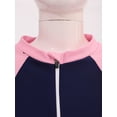 thumbnail image 5 of YUUMIN One Piece Boyleg Swimsuits for Girls Short Sleeve Zip Up Shorty Wetsuits Rash Guard Swimsuits Blue 8, 5 of 5