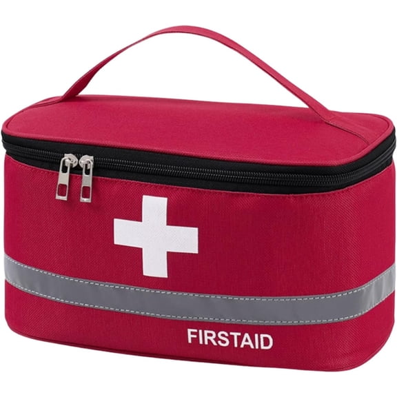 Empty Large First Aid Kit Bag – Versatile Emergency Storage Box for Home, Office, Travel, Hiking, Camping – Durable Portable Medical Organizer (Red)
