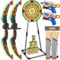 Huge Wave 2 pack Bow and Arrow Set for Boys, Ultimate Glow Archery & Shooting Set, with Standing Target & Quivers, Christmas Outdoor Toys Gift for Kids  Aged 6-12