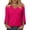47# Hot Pink, variant on 3/4 Length Sleeve Womens Tops Bell Sleeve Baseball Shirt Flared Summer T-Shirts Basic Tees Blouses Hot Pink S