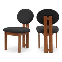 Pemberly Row Modern Black Boucle Fabric Dining Chair (Set of 2)
