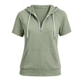 thumbnail image 5 of NMMUED Womens Casual Short Sleeve Hoodie Half Zip Pullover Quarter Zip Sweatshirts Summer Athletic Drawstring Tunic Tops with Front Pocket Green XL, 5 of 5