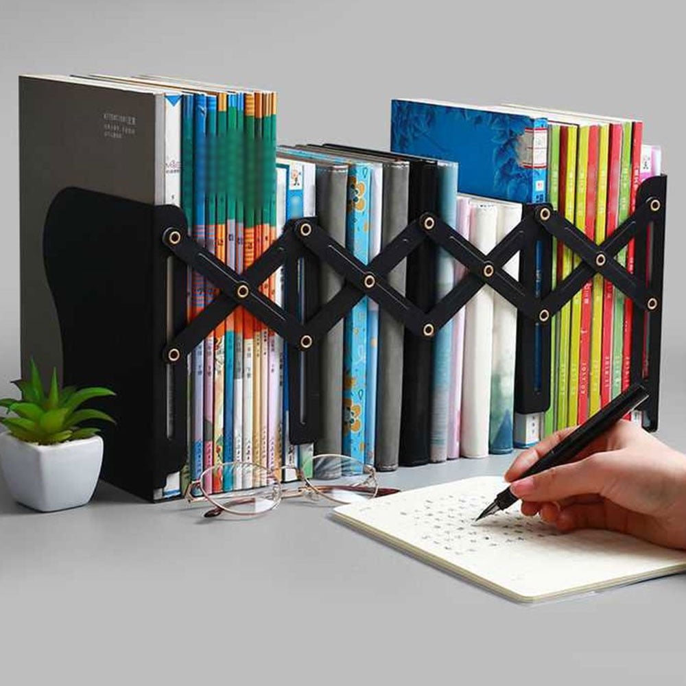 Library Anti-skid Metal Portable Stationery Shelf Book Stand Bookends Holder 