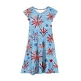 thumbnail image 5 of CYRBOKO July 4th Dresses for Girls, Gift Casual A-line Flutter Sleeve Summer Dresses Blue Size 8-9T, 5 of 7