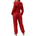 thumbnail image 4 of RYRJJ Womens Fleece Onesies Pajamas Jumpsuit Warm Sherpa Romper Sleepwear Cute One Piece Zipper Hooded Playsuit Loungewear(Red,S), 4 of 7