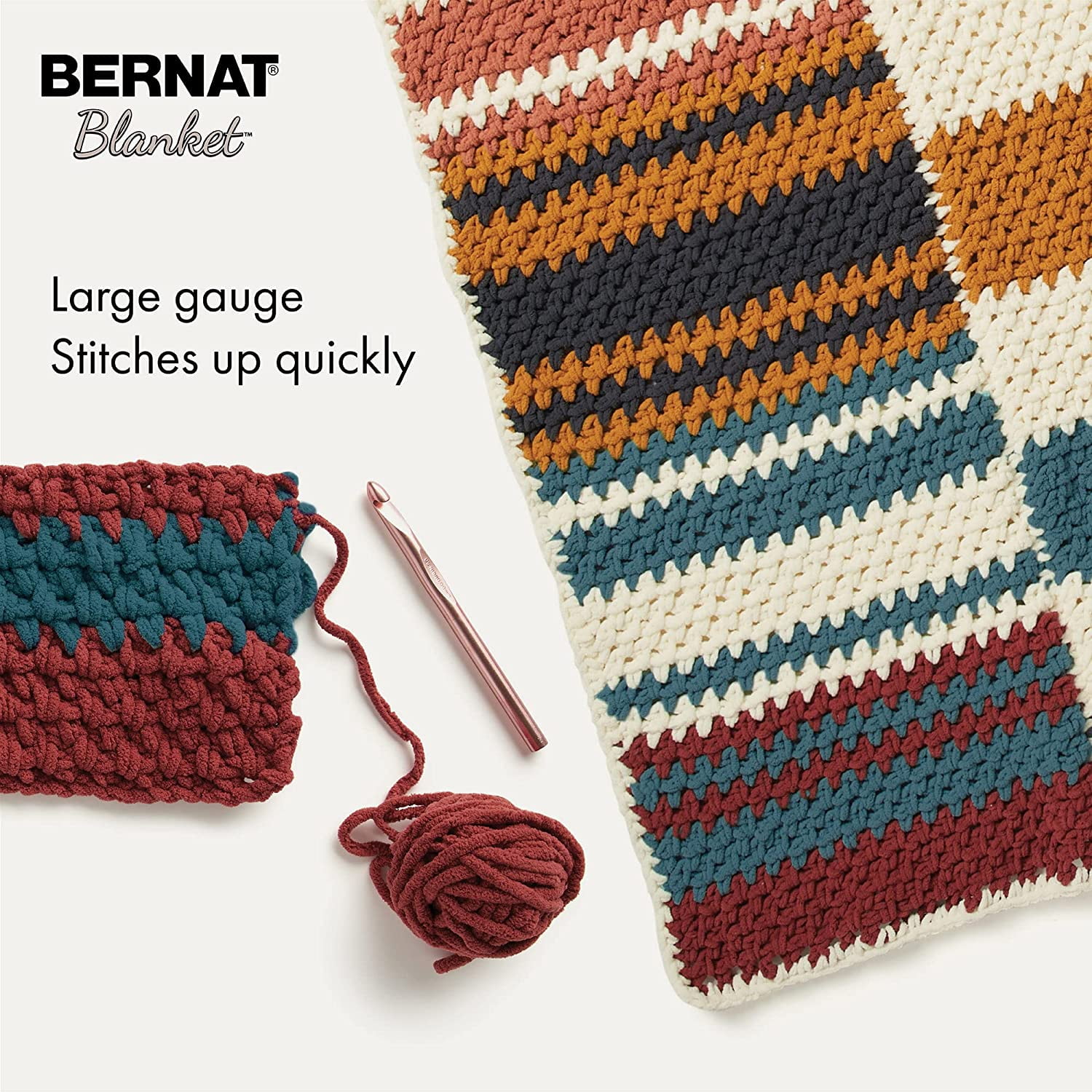 Bernat Blanket Inkwell Yarn - 2 Pack of 300g/10.5oz - Polyester - 6 Super Bulky - 220 Yards - Knitting/Crochet
