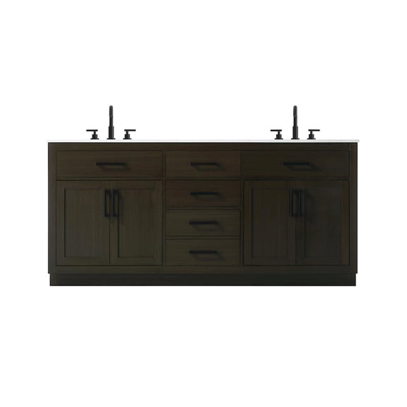Elegant Kitchen and Bath Alden 72 Inch Double Bathroom Vanity In Mocha Brown