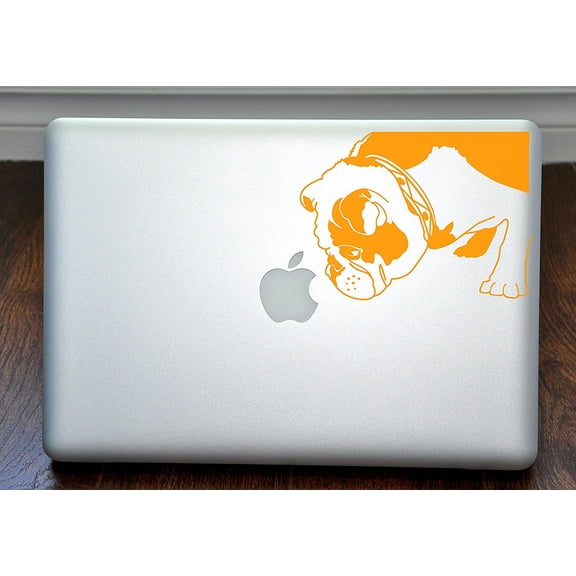 Brit the English Bulldog Orange Decal for 13" Macbook