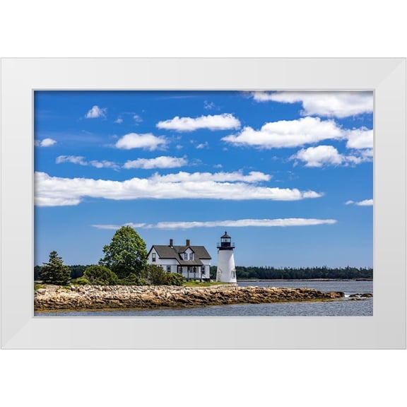 Haney, Chuck 14x11 White Modern Wood Framed Museum Art Print Titled - Lighthouse in Prospect Harbor-Maine-USA