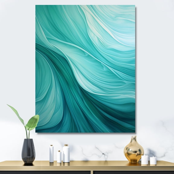 Designart "Waves Warping In A Turquoise Hue" Abstract Shapes Wall Art Prints