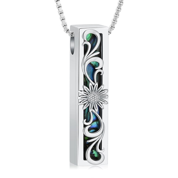 Sunflower Urn Necklace for Ashes Abalone Shell Bar Cremation Jewelry for Ashes Memorial Jewelry for Women Men for Love ones