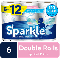 Sparkle Paper Towels, Pick-A-Size, Spirited Prints, 6 Double Rolls (= 12 Regular Rolls)