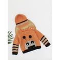 thumbnail image 1 of Woonie Handmade Full Sleeves Tentrical Design Sweater With Striped Sleeves & Cap-Brown, 1 of 5