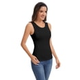 thumbnail image 6 of Women's Slim Fit Ribbed Knit Racerback Tank Tops 2-Pack Crew Neck Sleeveless Shirts White/Black, 6 of 7