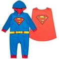 thumbnail image 2 of DC Comics Justice League Superman Toddler Boys Zip Up Cosplay Fleece Coverall and Cape Toddler to Big Kid, 2 of 5