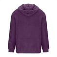 thumbnail image 4 of Momasggi Men's Fuzzy Sherpa Hoodie Casual Long Sleeve Drawstring Hooded Sweatshirt Fleece Pullover Tops Cozy Fall Winter Warm Hoodies with Pockets Purple XL, 4 of 5