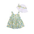 thumbnail image 4 of Faithtur Ensemble de Mode pour Filles Enfants 2 Pcs Robe Sans Manches Florale + Chapeau, 4 of 9