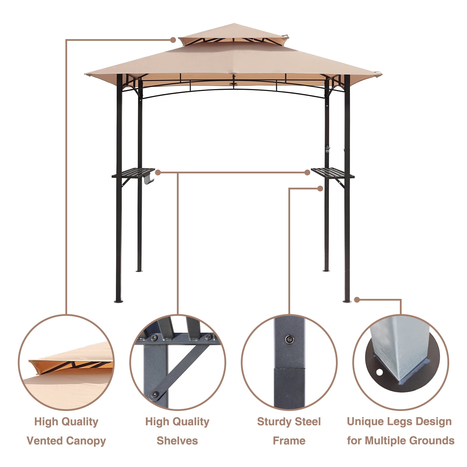 Abble 5' x 8' Outdoor Barbecue Grill Gazebo, Patio BBQ Pagoda