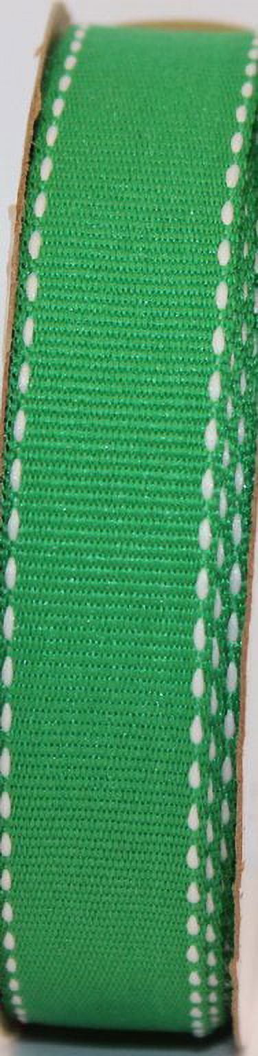 Offray Ribbon, Emerald Green 5/8 inch Side Stitch Grosgrain Polyester Ribbon, 9 feet
