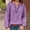 Purple, variant on Daqian Womens Tops Women's O-Neck Solid Color Open Tube Button Fashion Casual Long Sleeve Blouse Womens Plus Size T-Shirts Purple 10(XL)