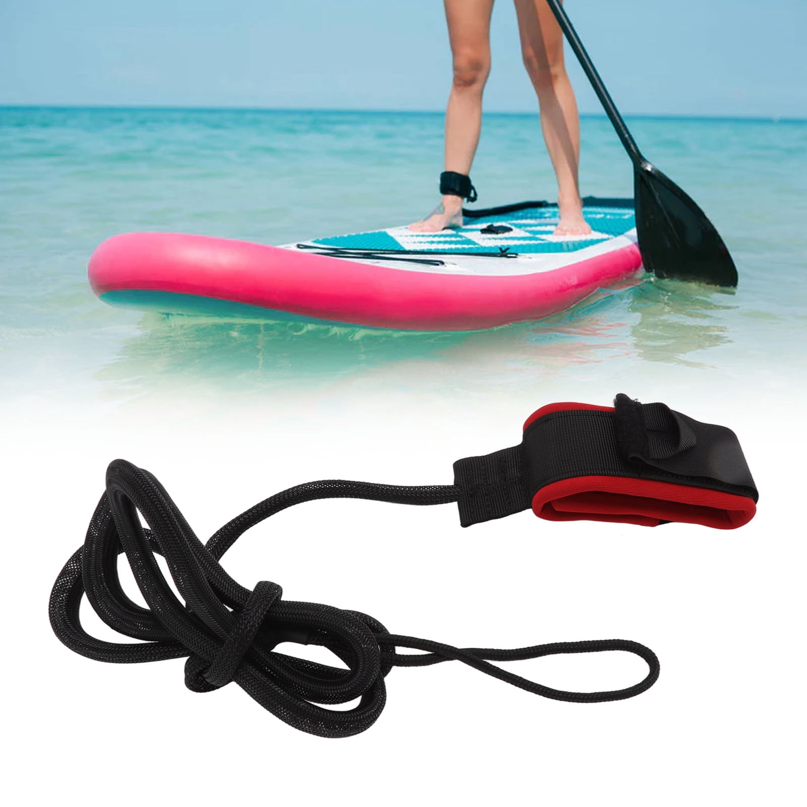 Corde de Pied de Surf Paddleboard Stand-Up de 5 Pieds, Sangle de Corde Enveloppée Par Une Ceinture de Planche de Surf, Sangle de Cheville Réglable, Convient à Toutes Les Tailles de Cheville(jaune