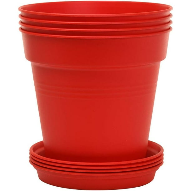 Mintra Home Garden Pots (Red 19cm Diameter 7.5in) 08398 Red 4 Pack