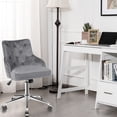 thumbnail image 2 of Costway Silla tapizada con tachas y ruedas para casa y oficina, sillón de terciopelo con nudos giratorio a 360°, silla regulable para salón dormitorio estudio, 2 of 5