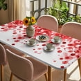 thumbnail image 3 of Red Gradient Table Cloths for 4 Foot Rectangle Tables, Abstract Polka Dots Vintage Modern Art Patio Waterproof Elastic Fitted Tablecloths, Washable Rectangular Table Cover for Camping, 3 of 8