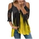 thumbnail image 2 of ICHUANYI Clearance Fashion Woman Causal Zipper Neck Printing Blouse Lace Short Sleeve T-Shirt Summer Tops(Yellow, L) ICHUANYI WER2023080900370, 2 of 5