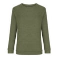 thumbnail image 4 of Idoravan Long Sleeve Shirts for Women,Ladies Clearance, Fashion Women Long Sleeve Comfortable Breathable Round--Neck Shirt Tops Army Green XXL, 4 of 8
