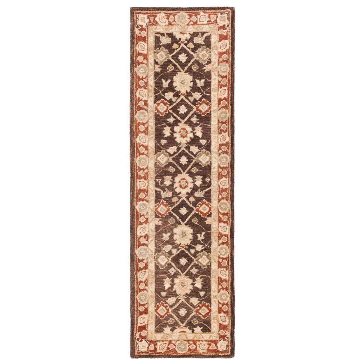 SAFAVIEH Anatolia Shirley Traditional Wool Area Rug, Olive/Rust, 9' x 12'