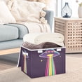 thumbnail image 3 of Yayeee Collapsible Storage Bin with Lid Fabric Closet Decorative Basket with Handles, Colorful UFO, 3 of 7