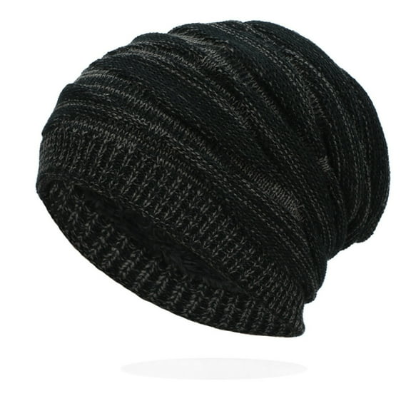 Dyfzdhu Winter Hat Warm Chunky Cable Knit Hats Soft Stretch Thick Cute Knitted Cap for Cold Weather Black