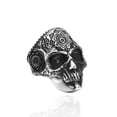 thumbnail image 2 of HOOUN Gothic Skull Mask Ring Stainless Steel Vintage Men's Buddhist Skull Jewelry Ring-11, 2 of 3