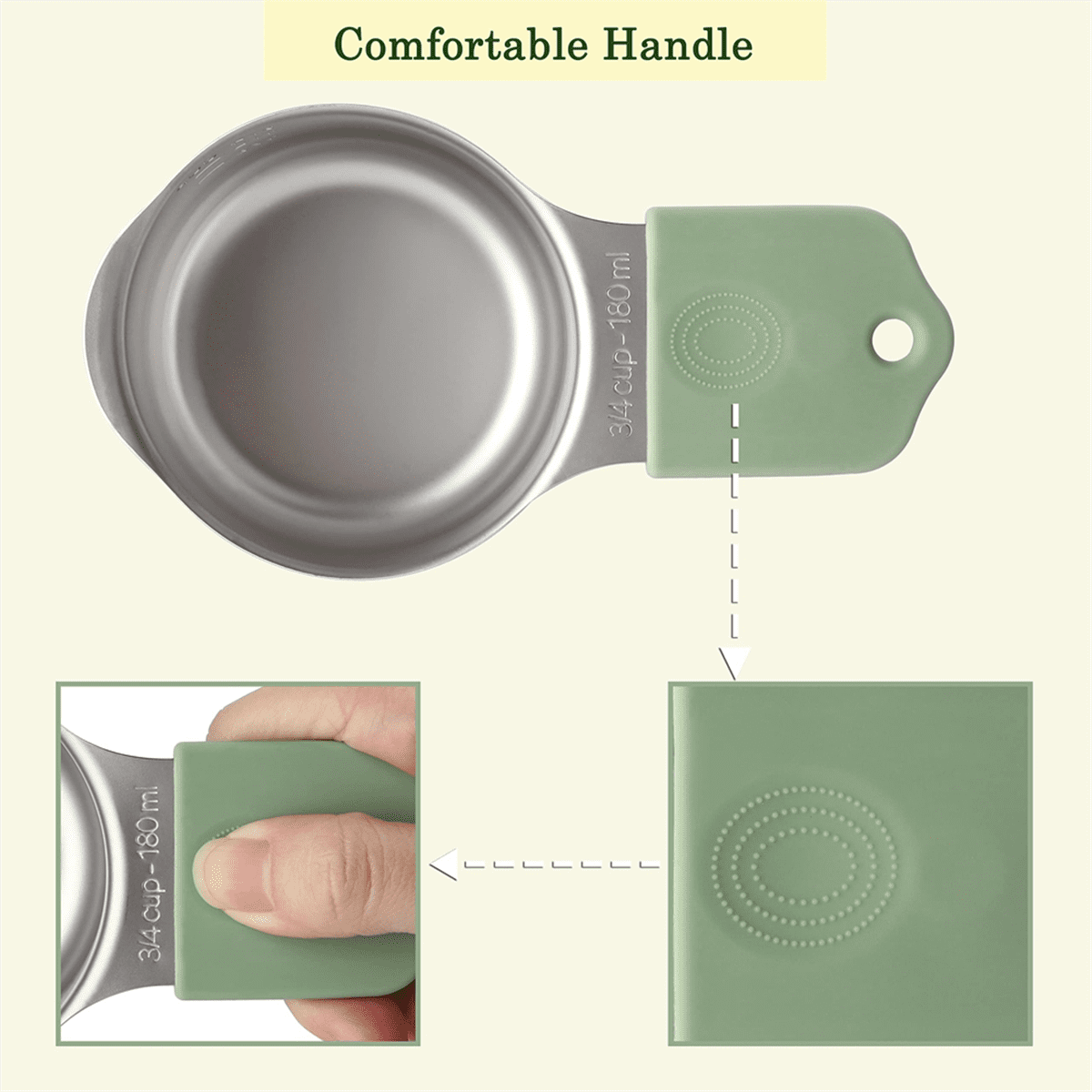 Magnetic Measuring Cups Set Stainless Steel Heavy Duty Metal Measuring Cups for Dry and Liquid Ingredients (Multicolor)