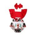 thumbnail image 2 of Kmbangi Baby Christmas Romper, Cartoon Printed Splicing Jumpsuit, 2 of 10