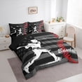 thumbnail image 3 of Homewish Cartoon Baseball Print Bedding Comforter Set 7pcs for Kids, Ball Sports Athlete Queen Bedding Sets, Vintage US Flag Reversible Queen Sheet Sets, Lightweight Room Decor, 3 of 7