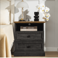 thumbnail image 1 of FIAKOA Night Stand with Charging Station,Bedside Table with 2 Drawers Storage and Open Shelf, Nightstand with Outlets, Modern Wood End Table for Bedroom Office (1, Espressor), 1 of 7