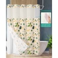 thumbnail image 2 of No Hook Shower Curtain with Snap in Liner, Leopard Forest Tropical Palm Printed Pattern Beige Hotel Shower Curtains for Bathroom, Washable Shower Curtain Liner Set with Mesh Top Window, 72"x72", 2 of 6