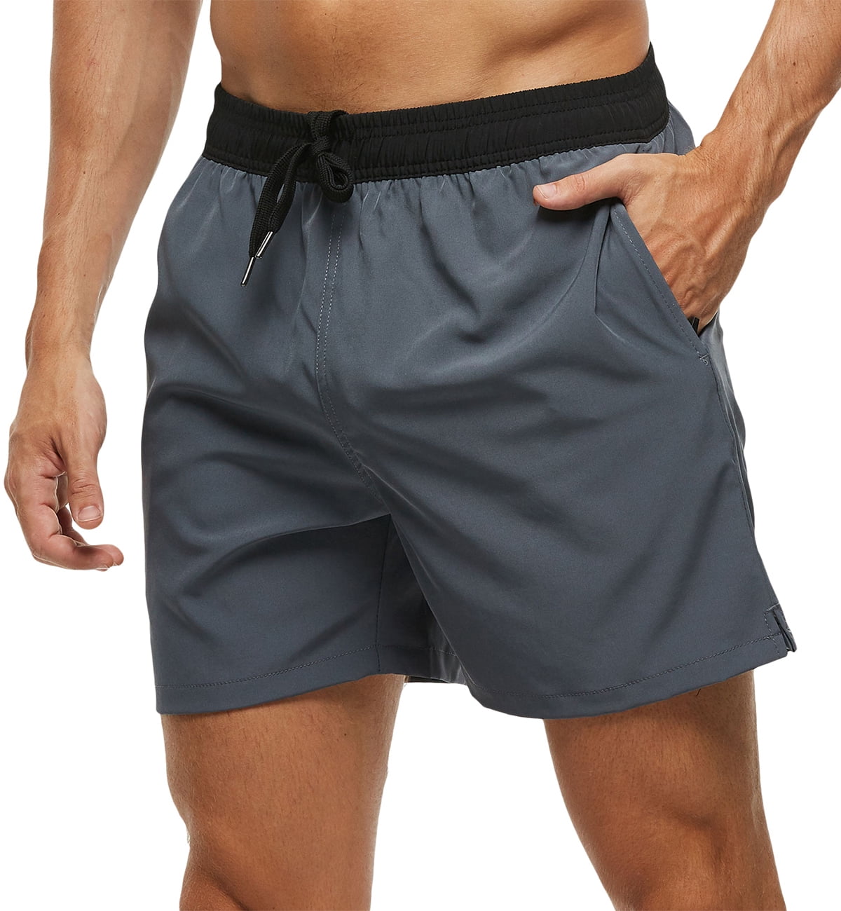 YuKaiChen Men's Swimming Trunks Quick Dry Beach Shorts Casual Running Gym Shorts with Zipper Pockets and Mesh Lining 