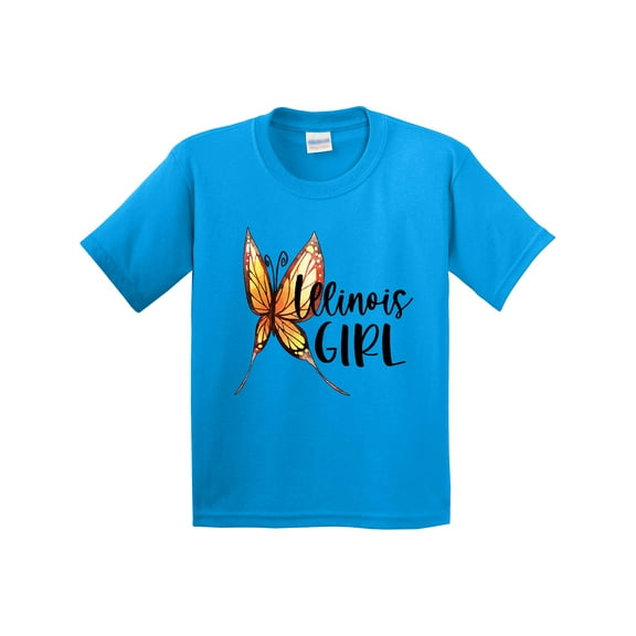 Inktastic Illinois Girl Butterfly Youth T-Shirt