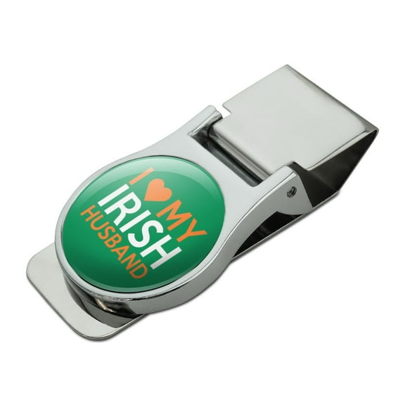 I Love My Irish Husband Satin Chrome Plated Metal Money Clip