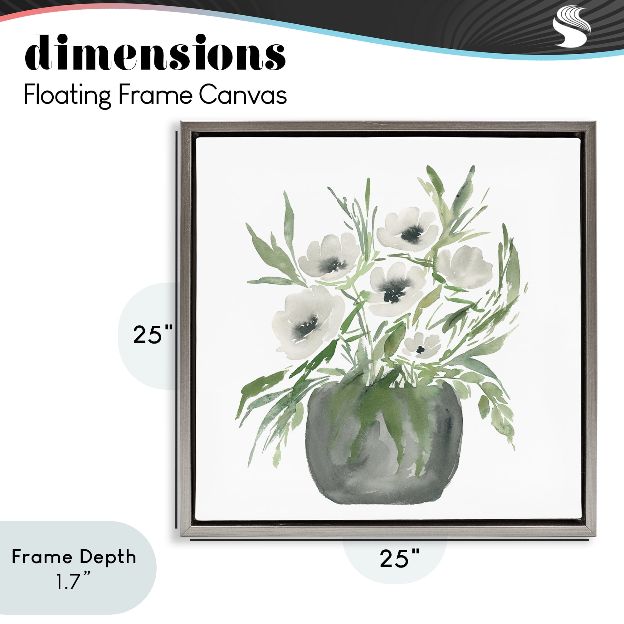 Stupell Industries Soft White Anemones Gray Framed Floater Canvas Wall Art, design by Lucille Price