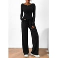 thumbnail image 4 of PRETTYGARDEN Women's 2 Piece Lounge Sets Asymmetrical Long Sleeve T Shirt Wide Leg Pants Casual Outfits Tracksuit, 4 of 8