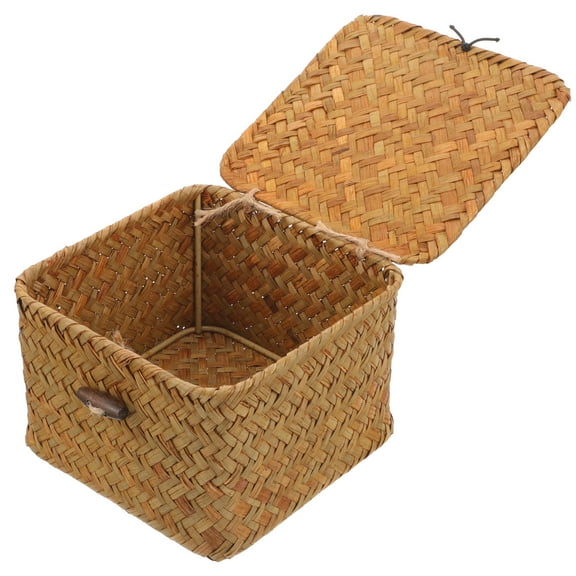 FESTFENDS Rectangular Woven Basket Light Brown 1Set 5.5x5.5x3.73 In