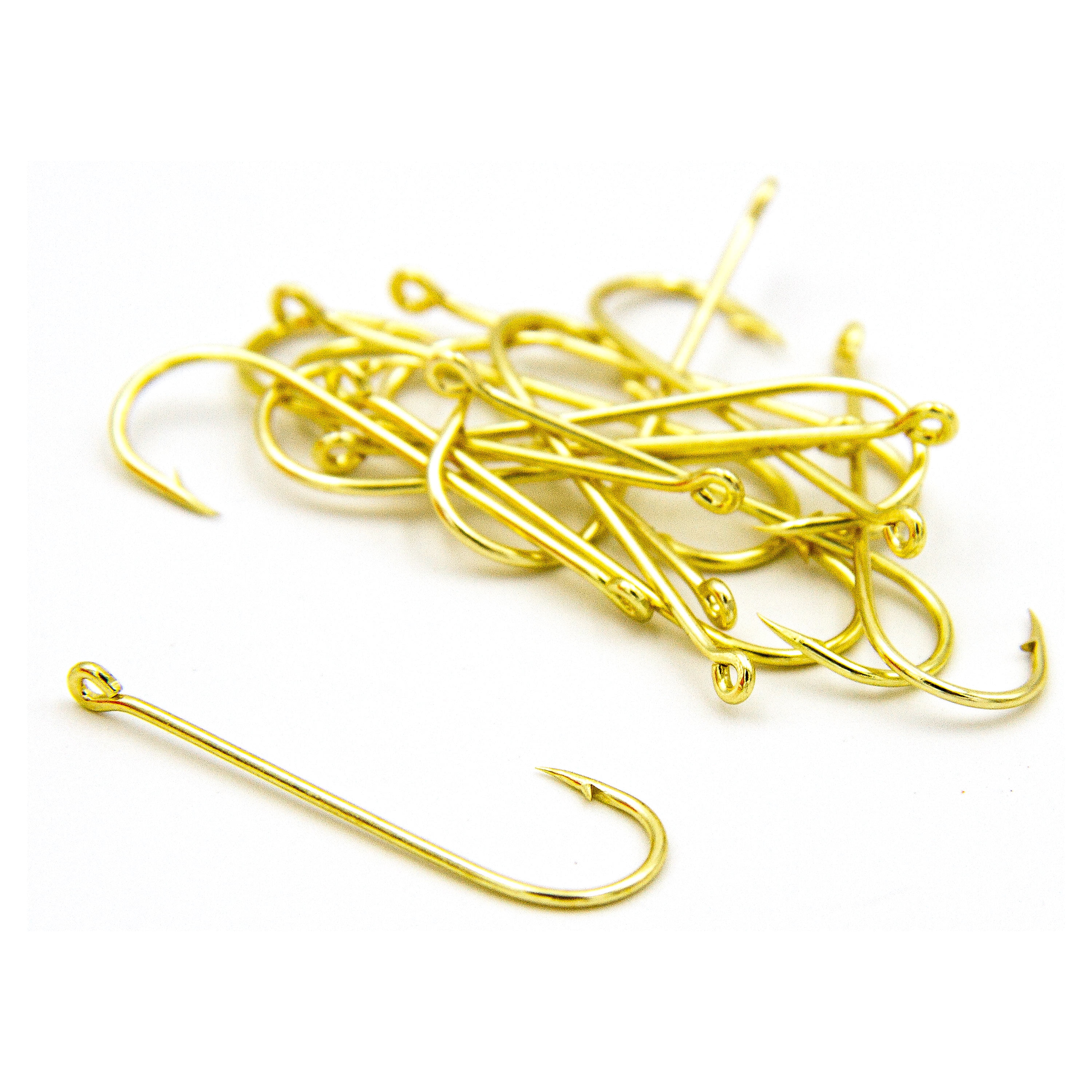 (6 pack) Ozark Trail Freshwater Gold Aberdeen Light Wire Fishing Hooks, Size 2, 15-pack