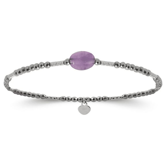 Mystigrey Serenity 925 Sterling Silver Plated Rhodium Cord Bracelet Purple Amethyst for Women and Girls